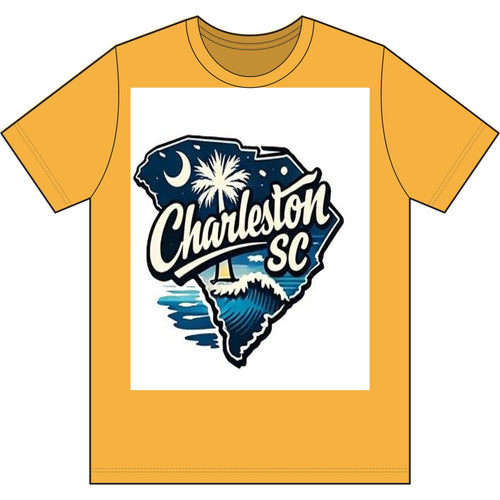 Charleston SC Vintage State Outline Logo