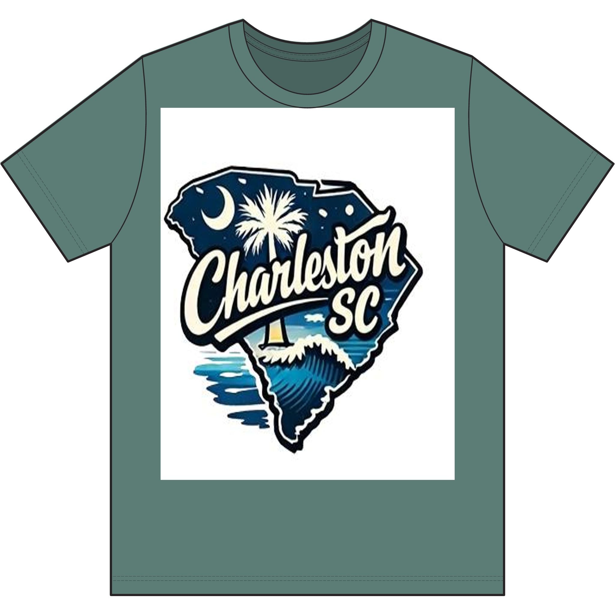 Charleston SC Vintage State Outline Logo