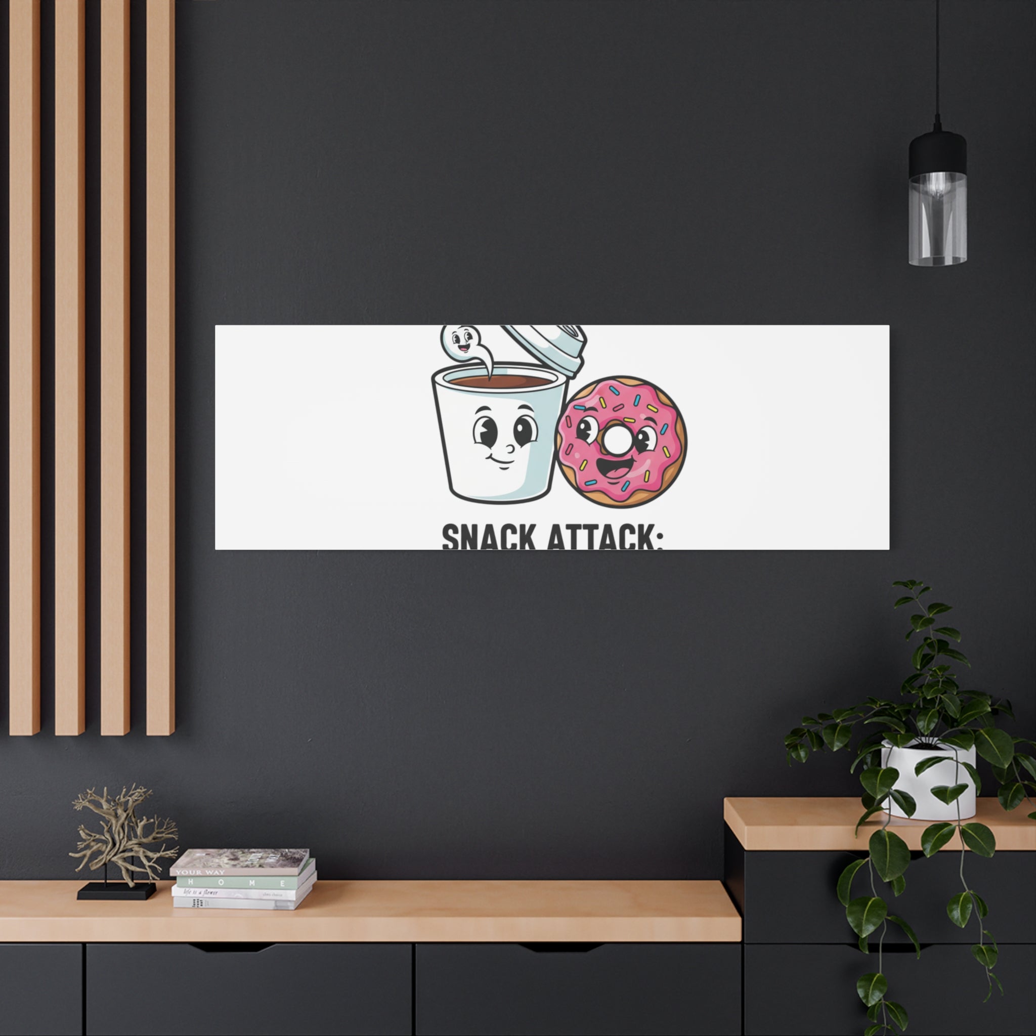 Snack Attack: Fueling Office Jokes Canvas | office humor, coffee fuel