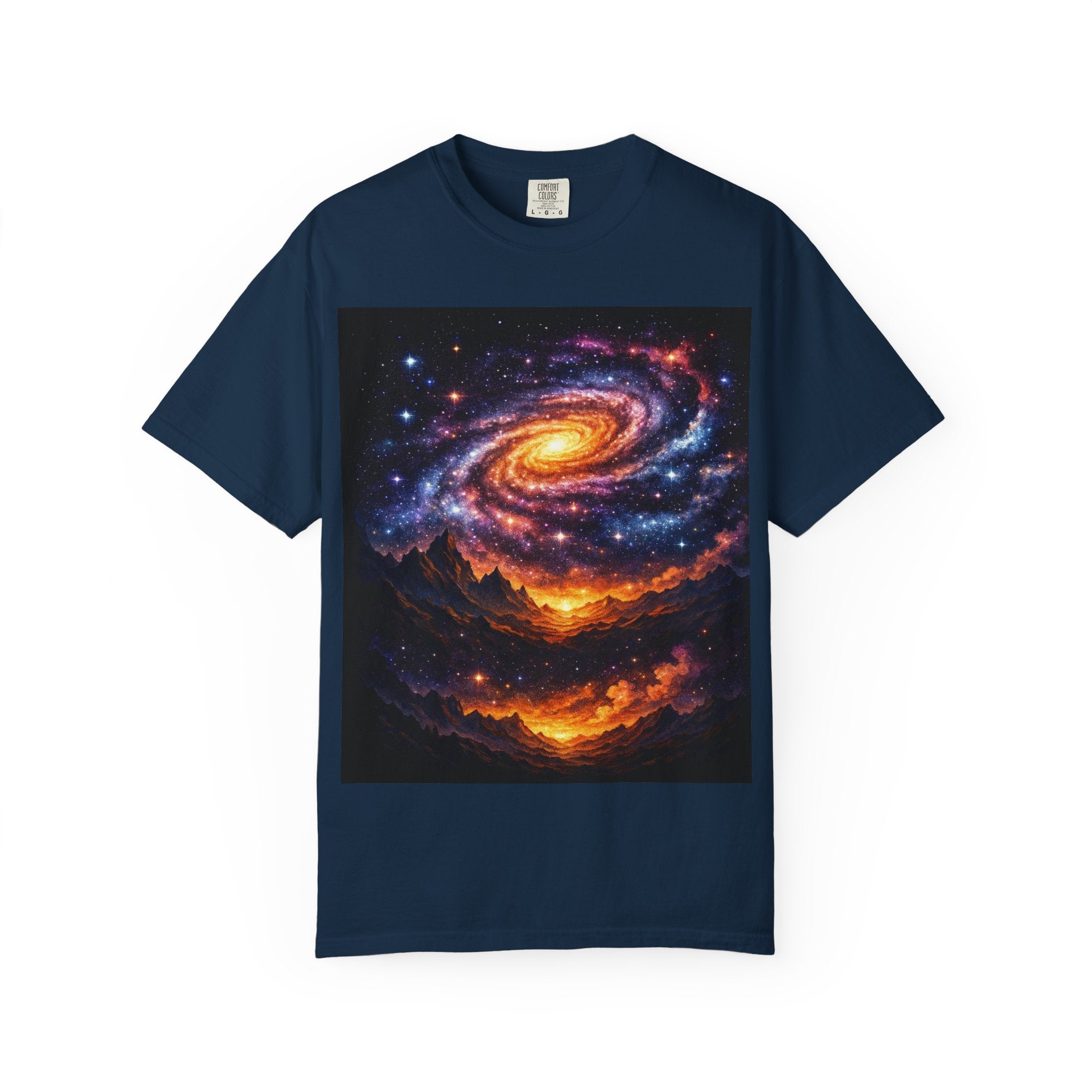 Spiral Galaxy Over Alien Mountains