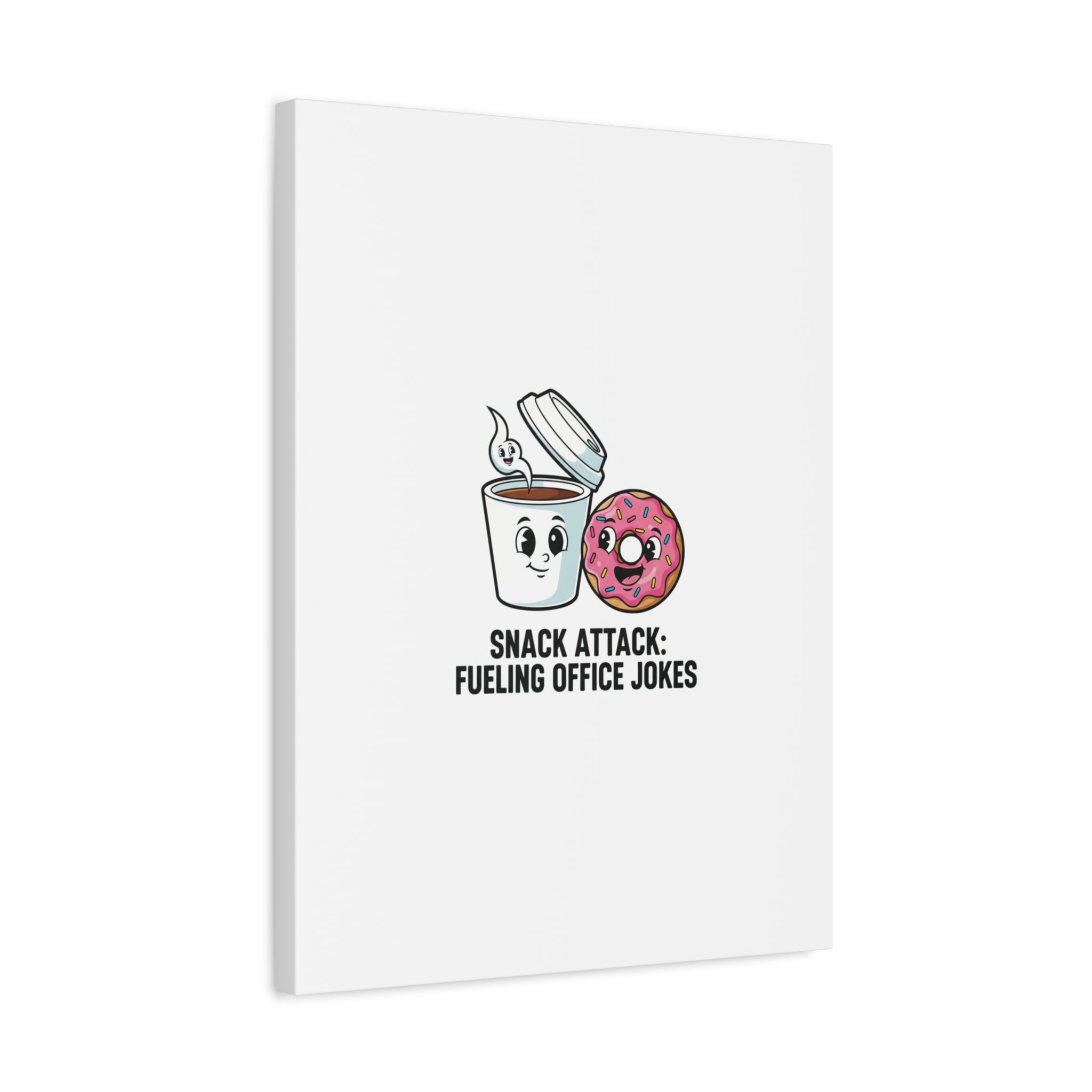 Snack Attack: Fueling Office Jokes Canvas | office humor, coffee fuel