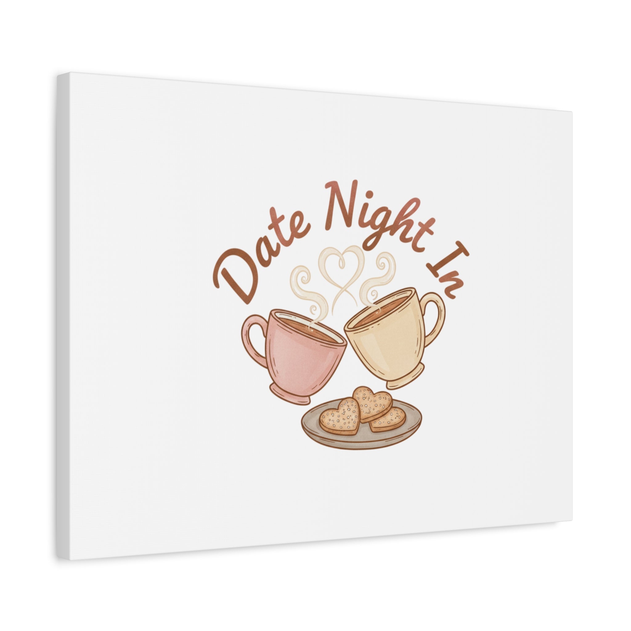 Date Night In Canvas, cozy couple, candlelit snuggle wall art