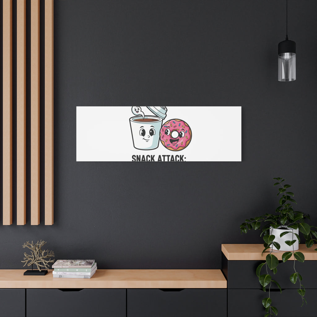 Snack Attack: Fueling Office Jokes Canvas | office humor, coffee fuel