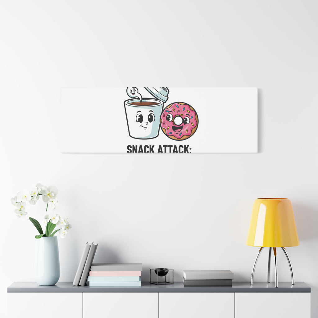 Snack Attack: Fueling Office Jokes Canvas | office humor, coffee fuel