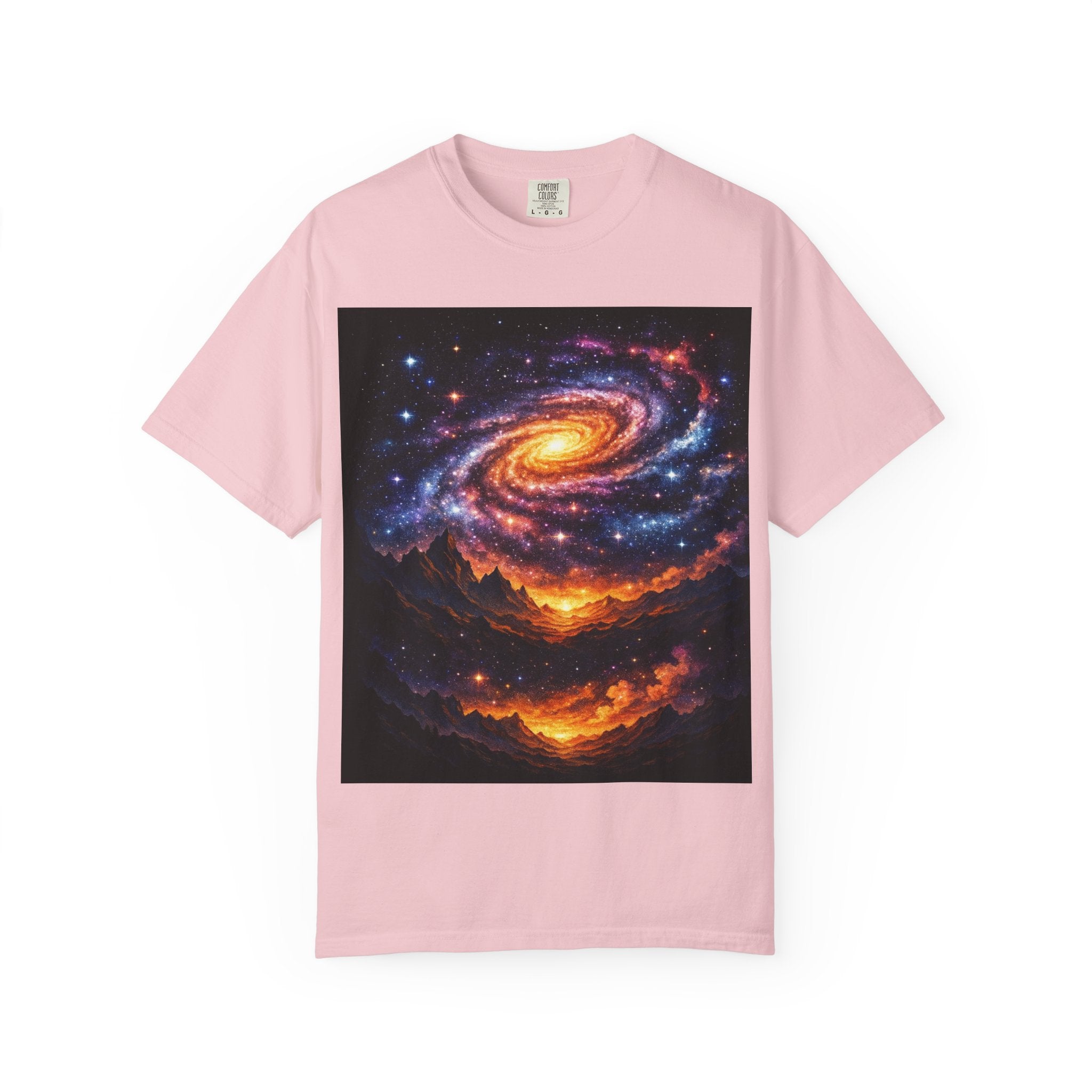 Spiral Galaxy Over Alien Mountains