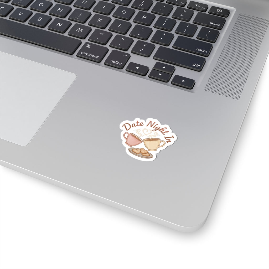 Date Night In Sticker | Cozy Couple, candlelit snuggle kiss-cut sticker