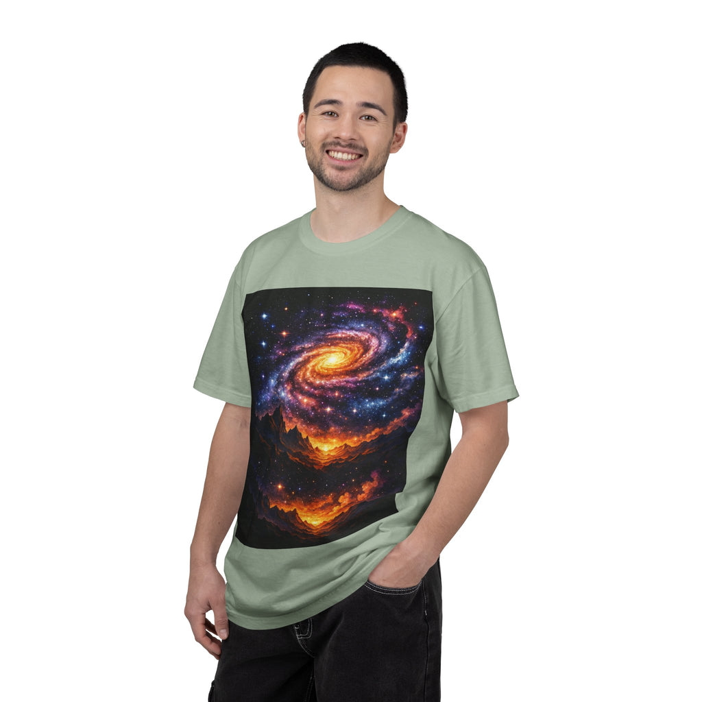 Spiral Galaxy Over Alien Mountains