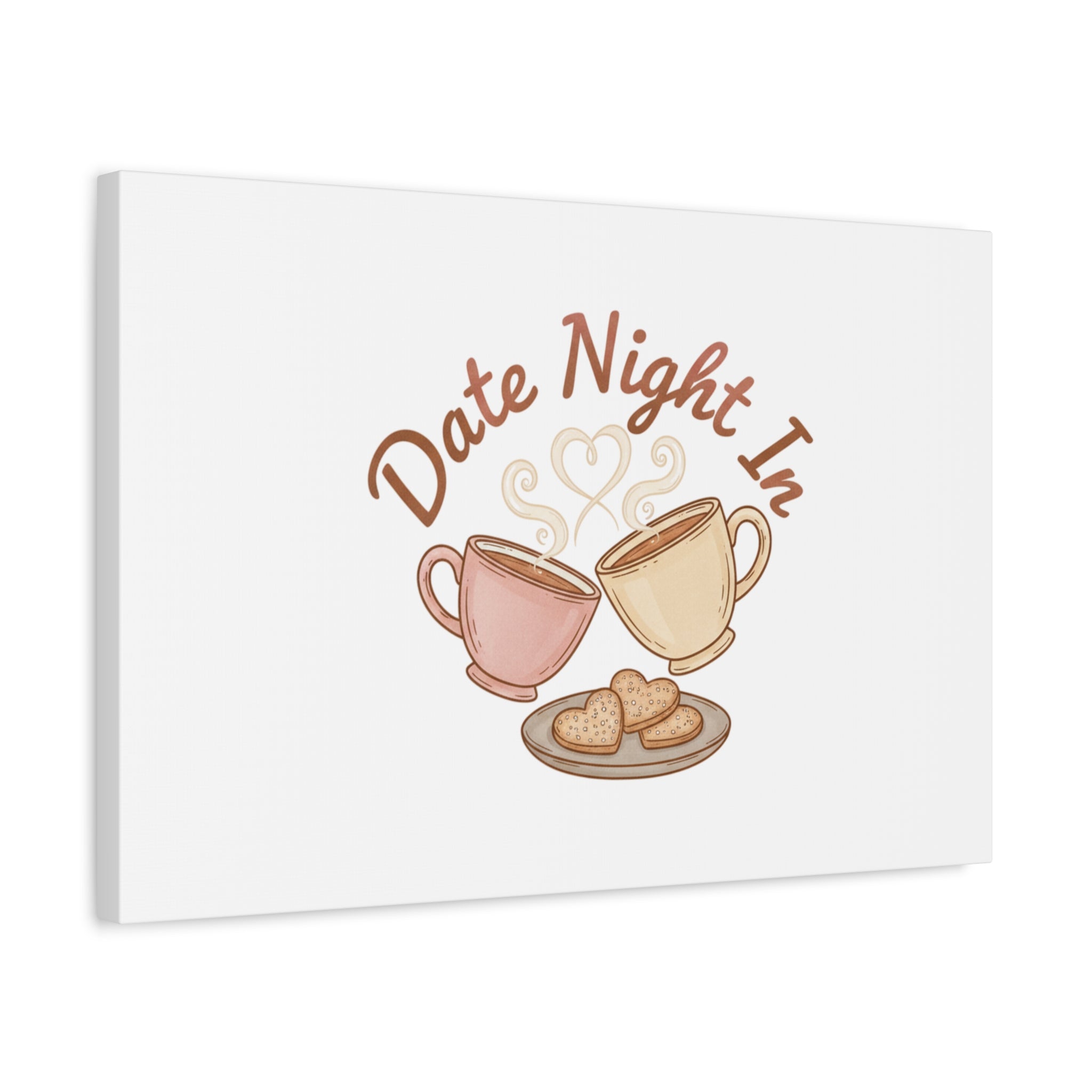 Date Night In Canvas, cozy couple, candlelit snuggle wall art