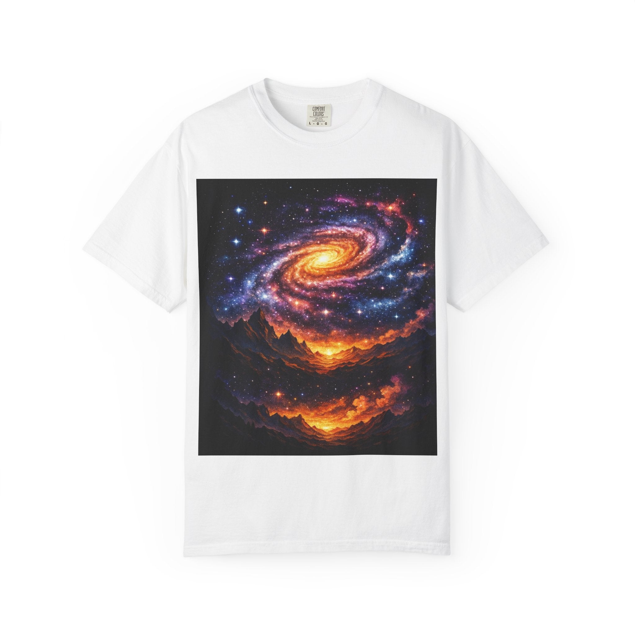 Spiral Galaxy Over Alien Mountains