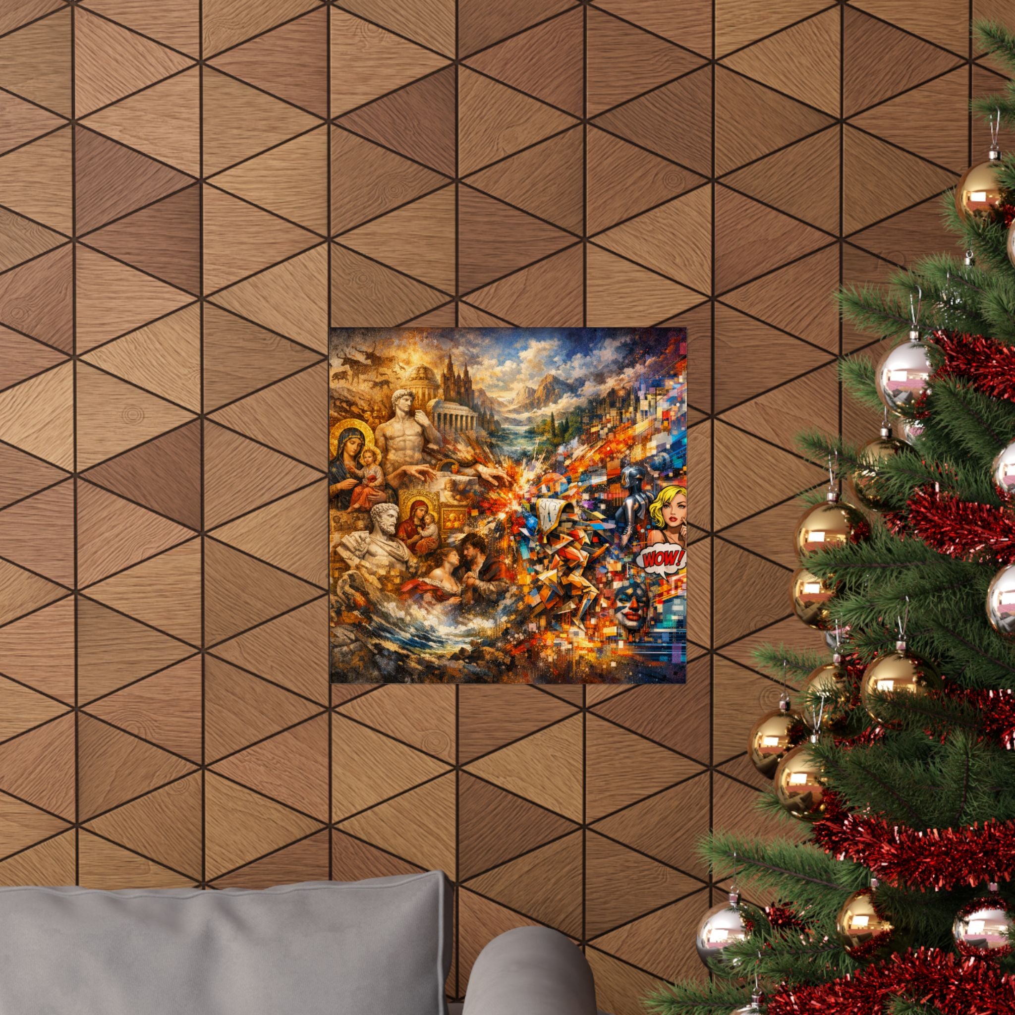 Collage Art Poster — Pop Culture & Classical Montage Matte Vertical Print