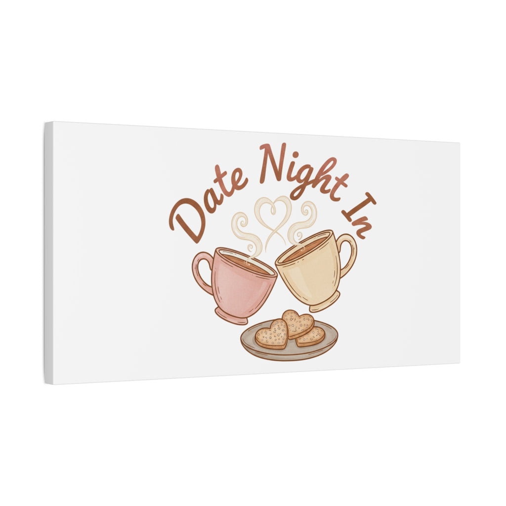 Date Night In Canvas, cozy couple, candlelit snuggle wall art