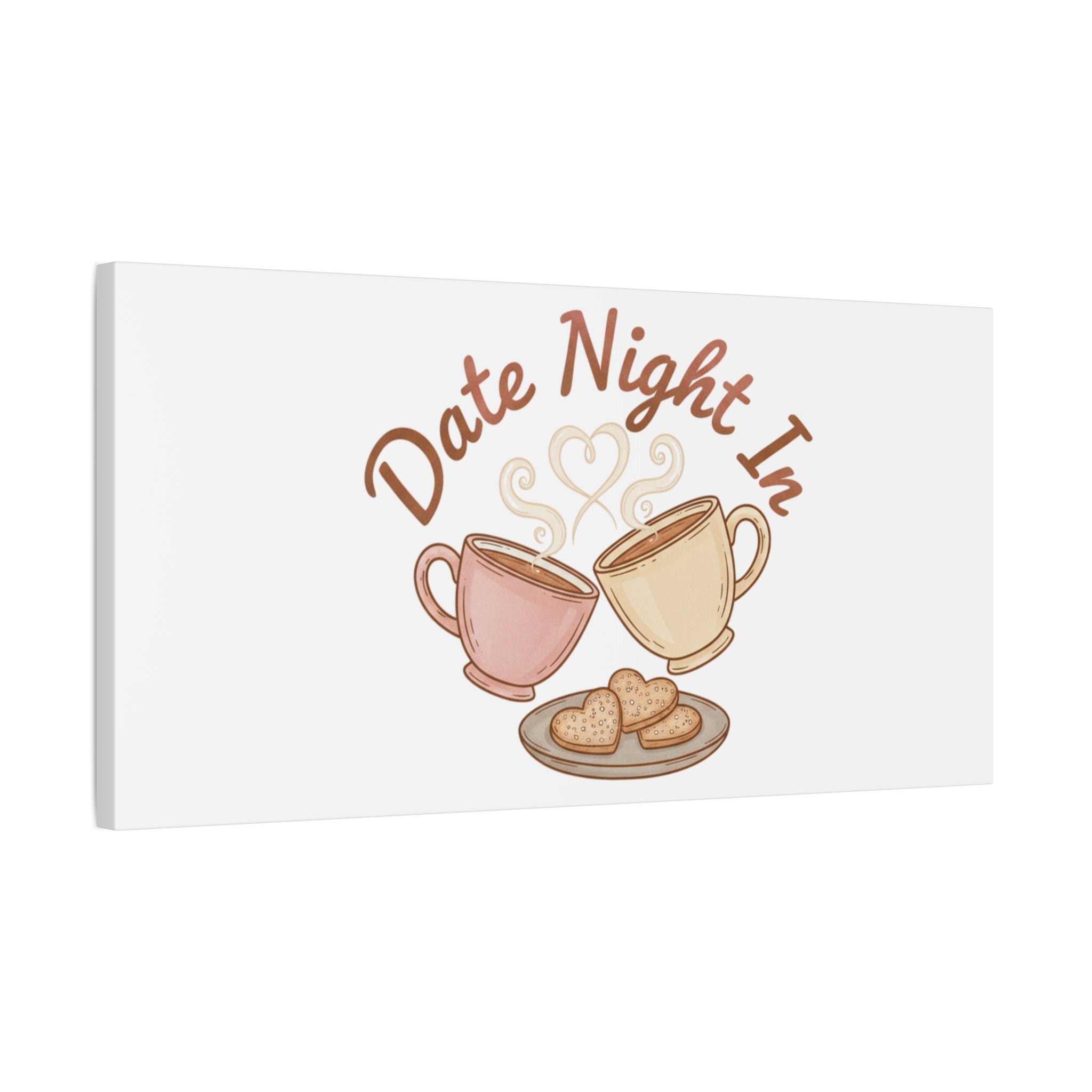 Date Night In Canvas, cozy couple, candlelit snuggle wall art