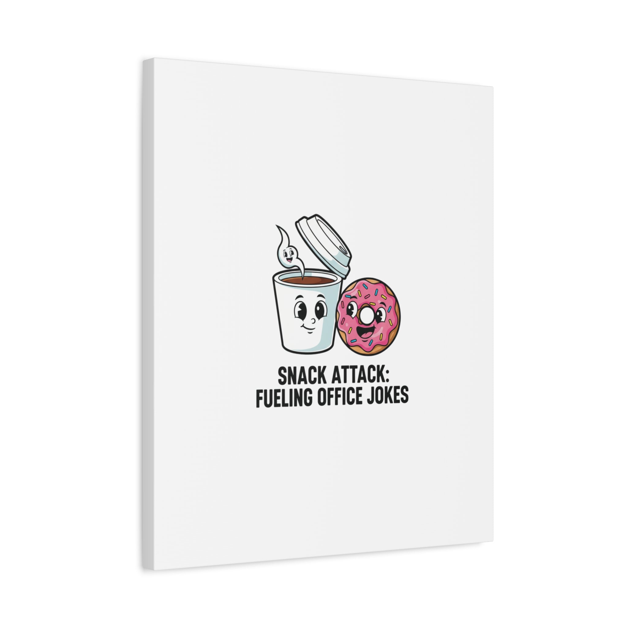 Snack Attack: Fueling Office Jokes Canvas | office humor, coffee fuel