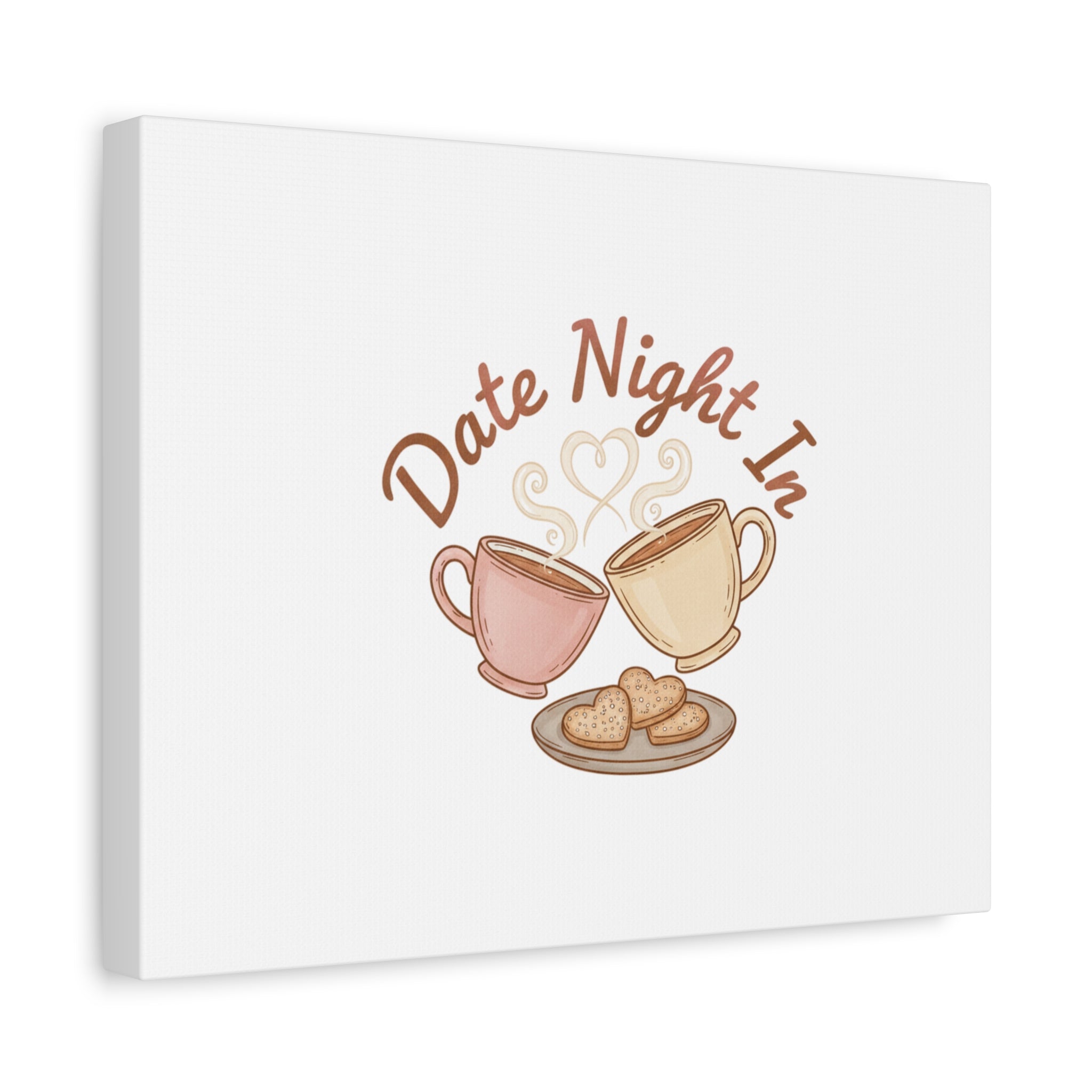 Date Night In Canvas, cozy couple, candlelit snuggle wall art