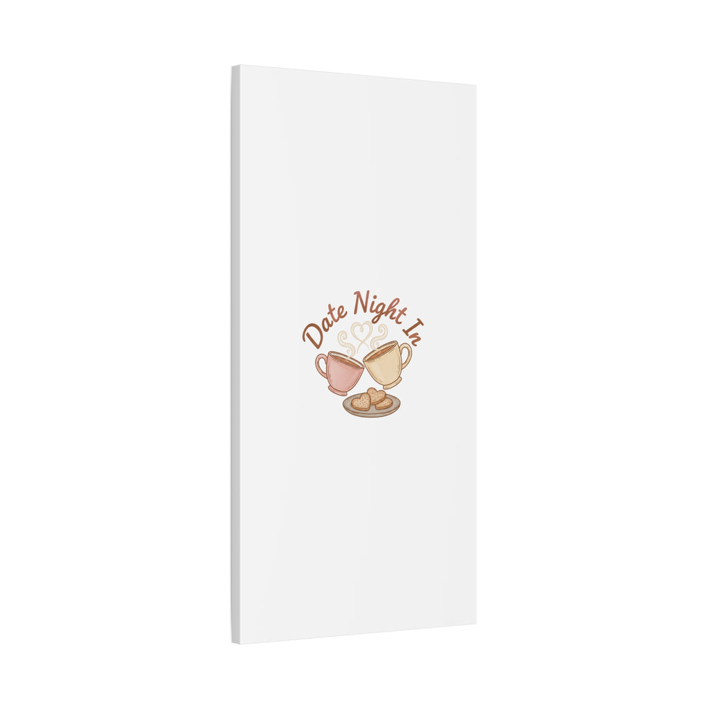 Date Night In Canvas, cozy couple, candlelit snuggle wall art