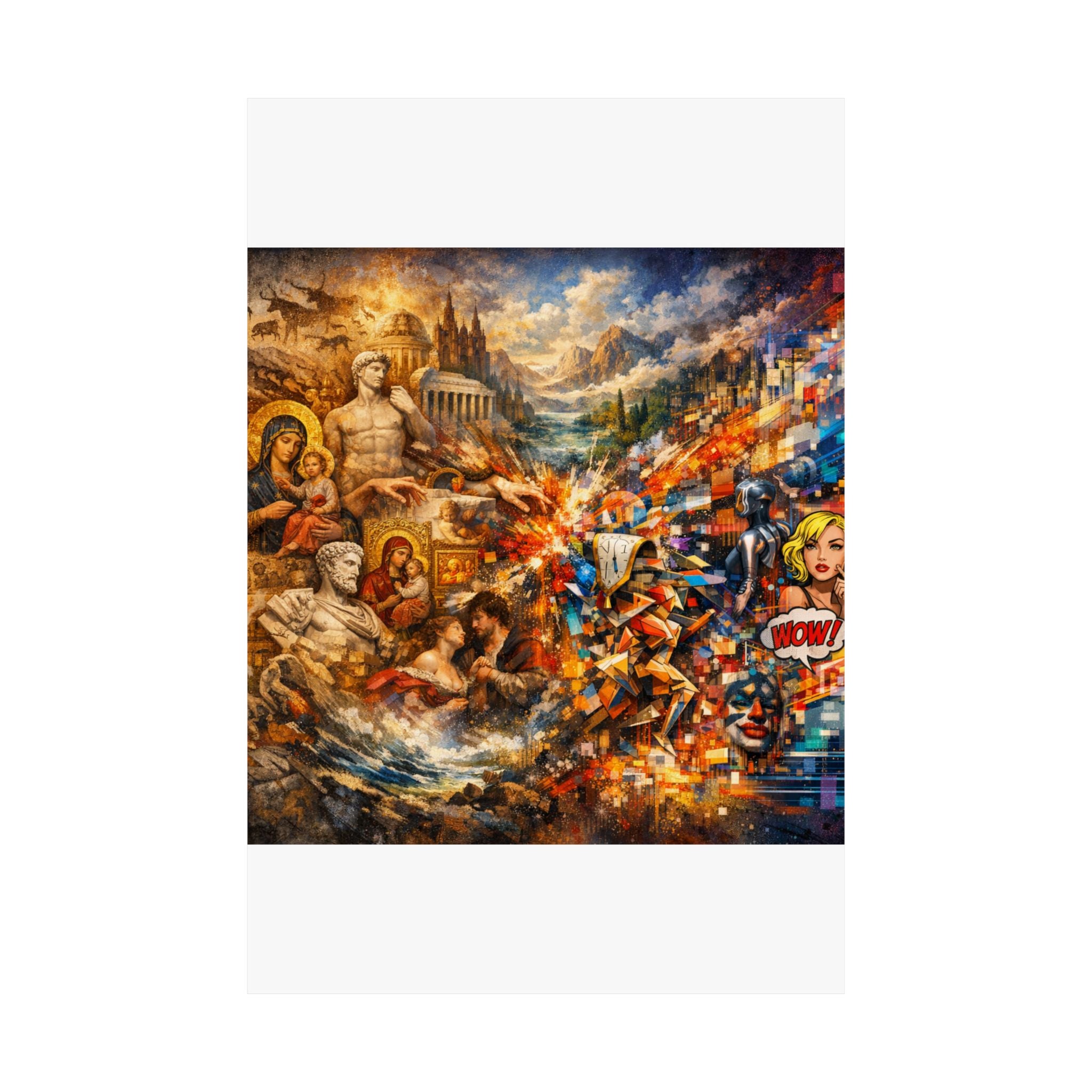 Collage Art Poster — Pop Culture & Classical Montage Matte Vertical Print