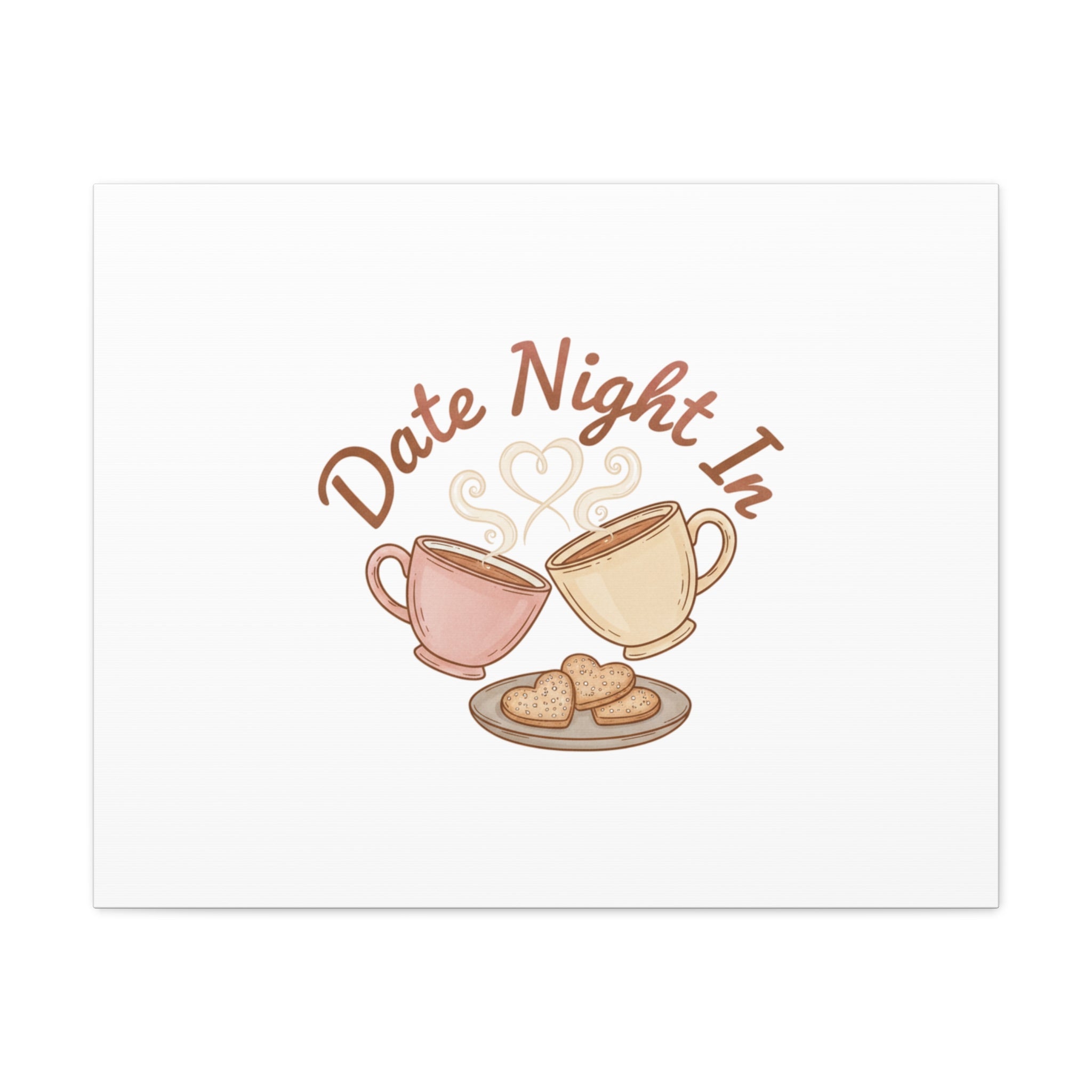 Date Night In Canvas, cozy couple, candlelit snuggle wall art