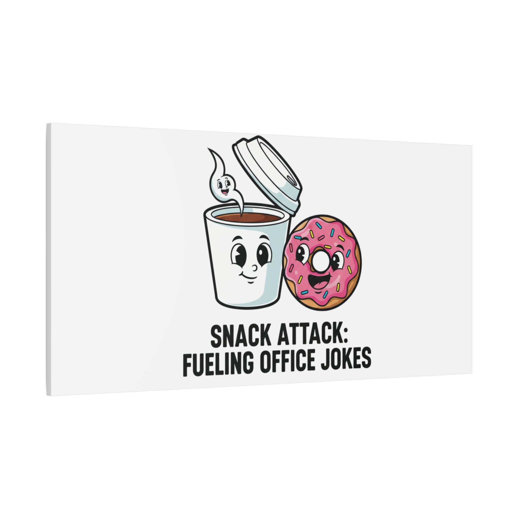 Snack Attack: Fueling Office Jokes Canvas | office humor, coffee fuel