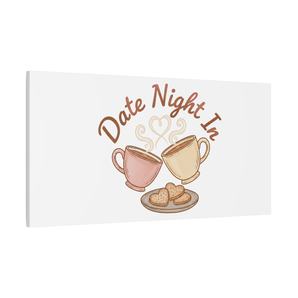 Date Night In Canvas, cozy couple, candlelit snuggle wall art