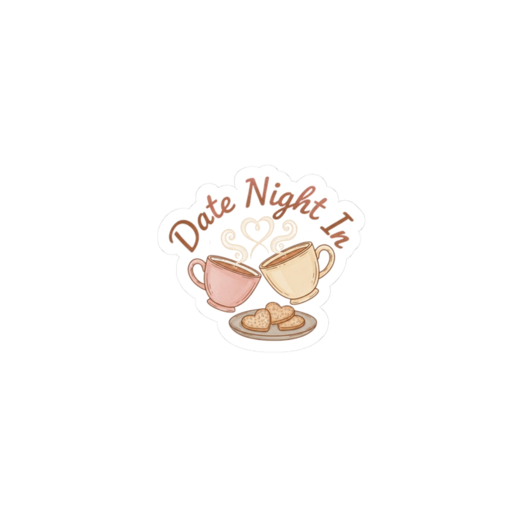 Date Night In Sticker | Cozy Couple, candlelit snuggle kiss-cut sticker