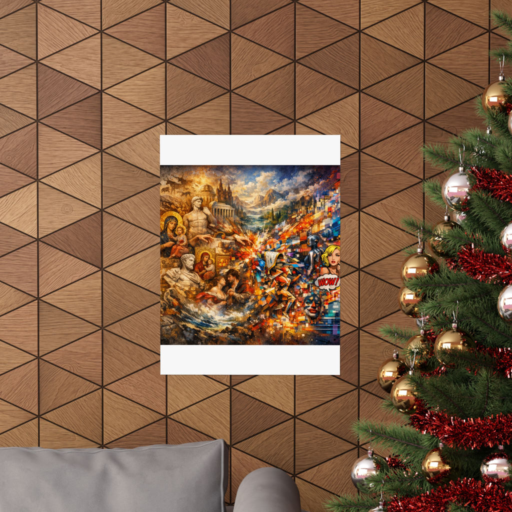 Collage Art Poster — Pop Culture & Classical Montage Matte Vertical Print