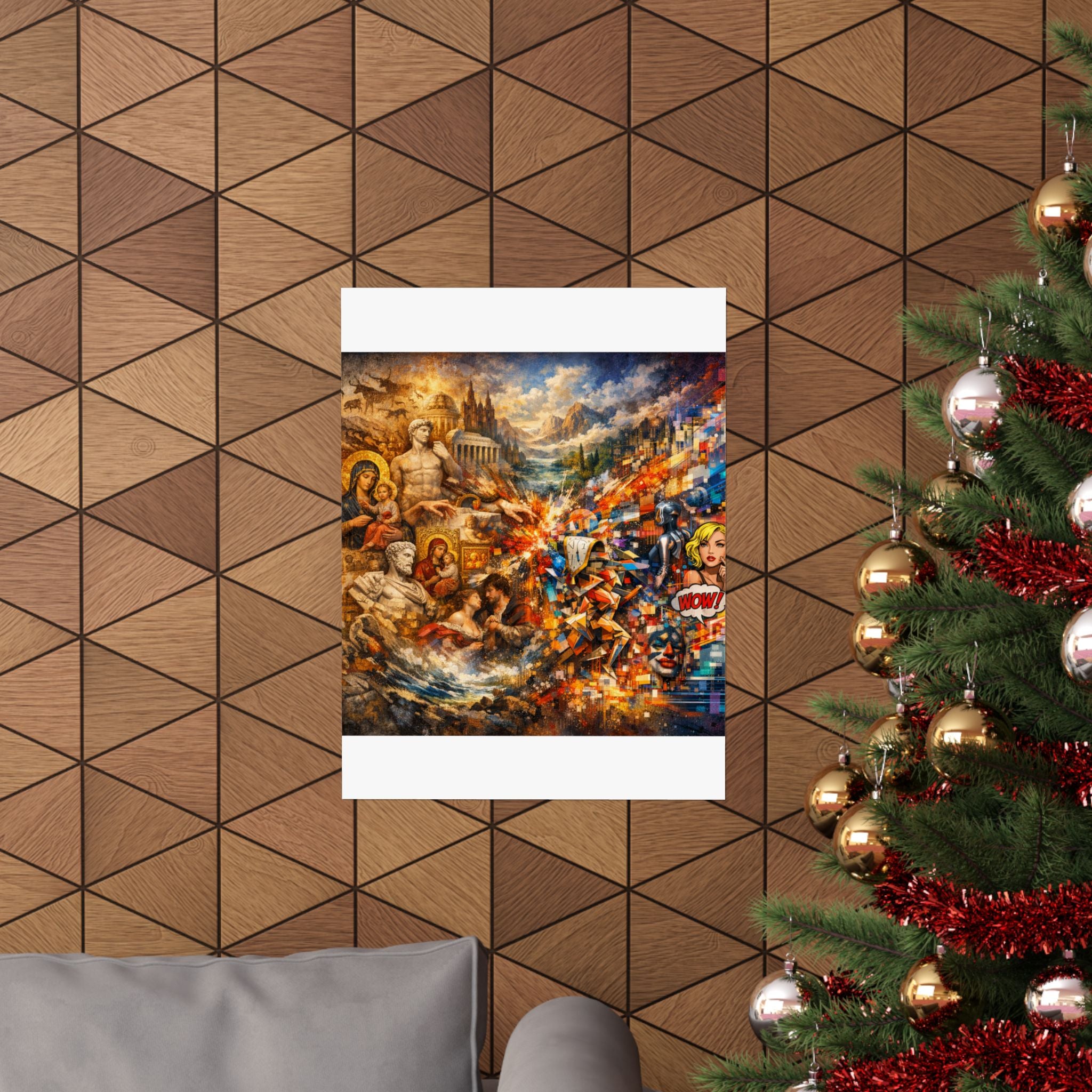 Collage Art Poster — Pop Culture & Classical Montage Matte Vertical Print