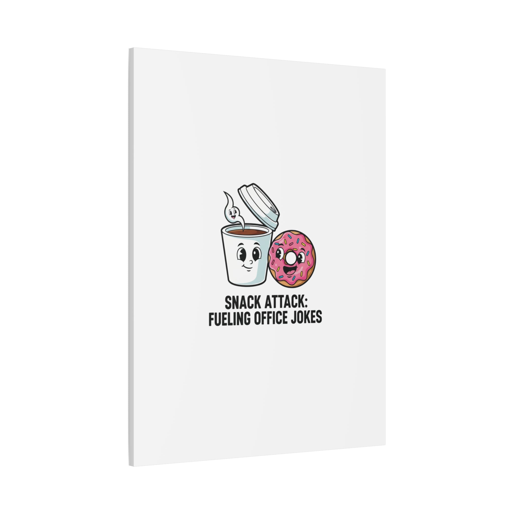 Snack Attack: Fueling Office Jokes Canvas | office humor, coffee fuel