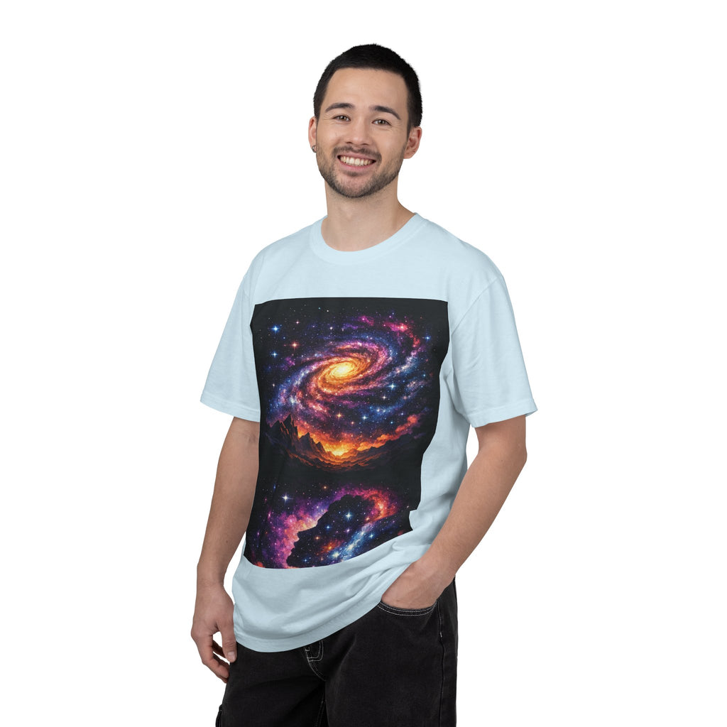 Cosmic Spiral Galaxy Over Mountain Silhouettes