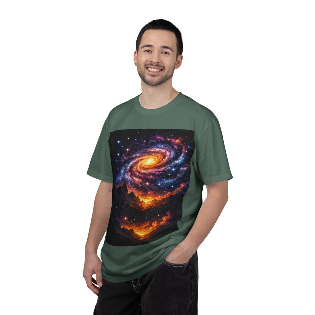 Spiral Galaxy Over Alien Mountains