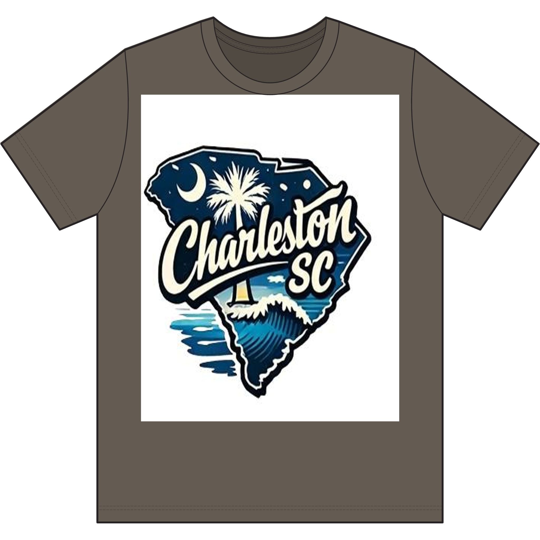 Charleston SC Vintage State Outline Logo