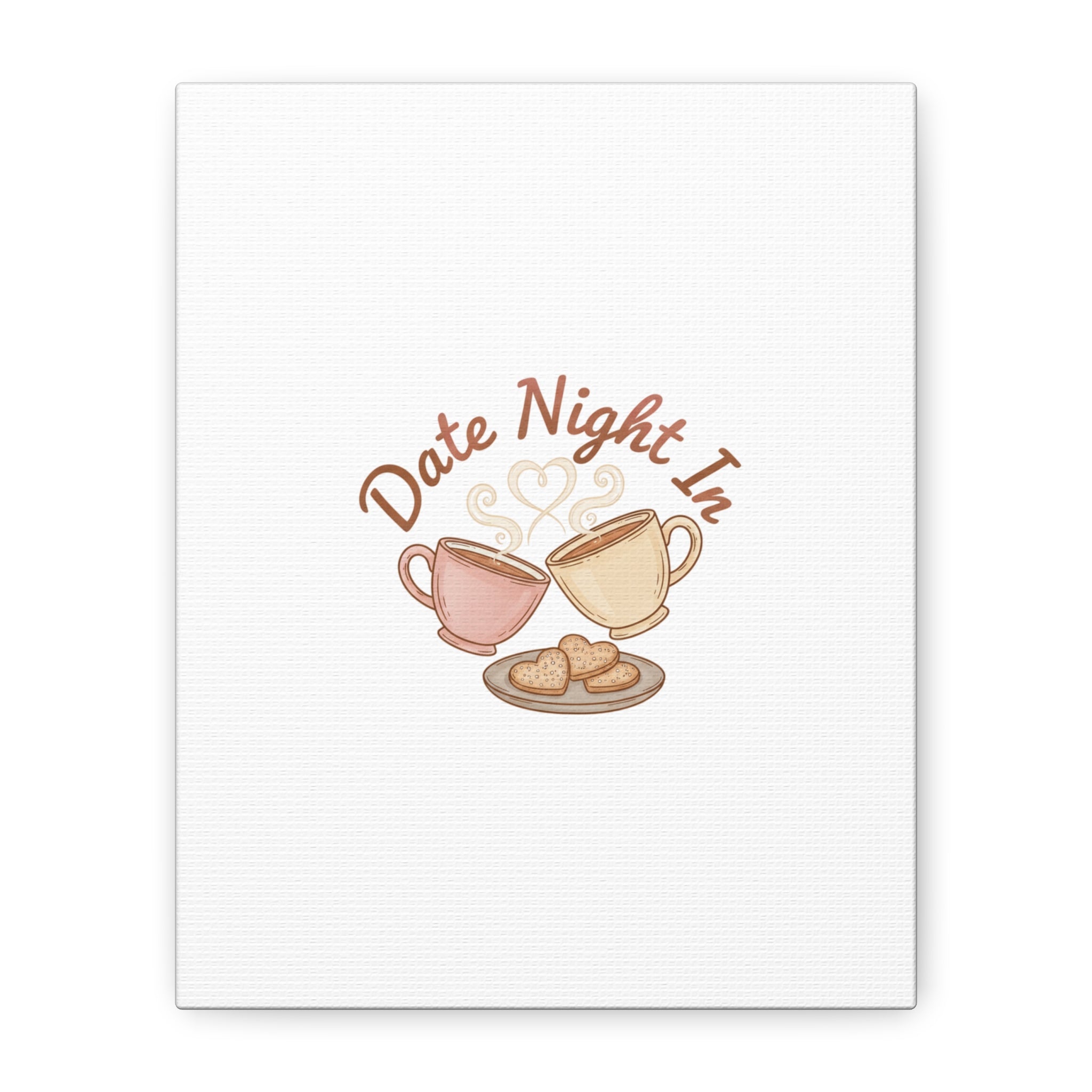 Date Night In Canvas, cozy couple, candlelit snuggle wall art