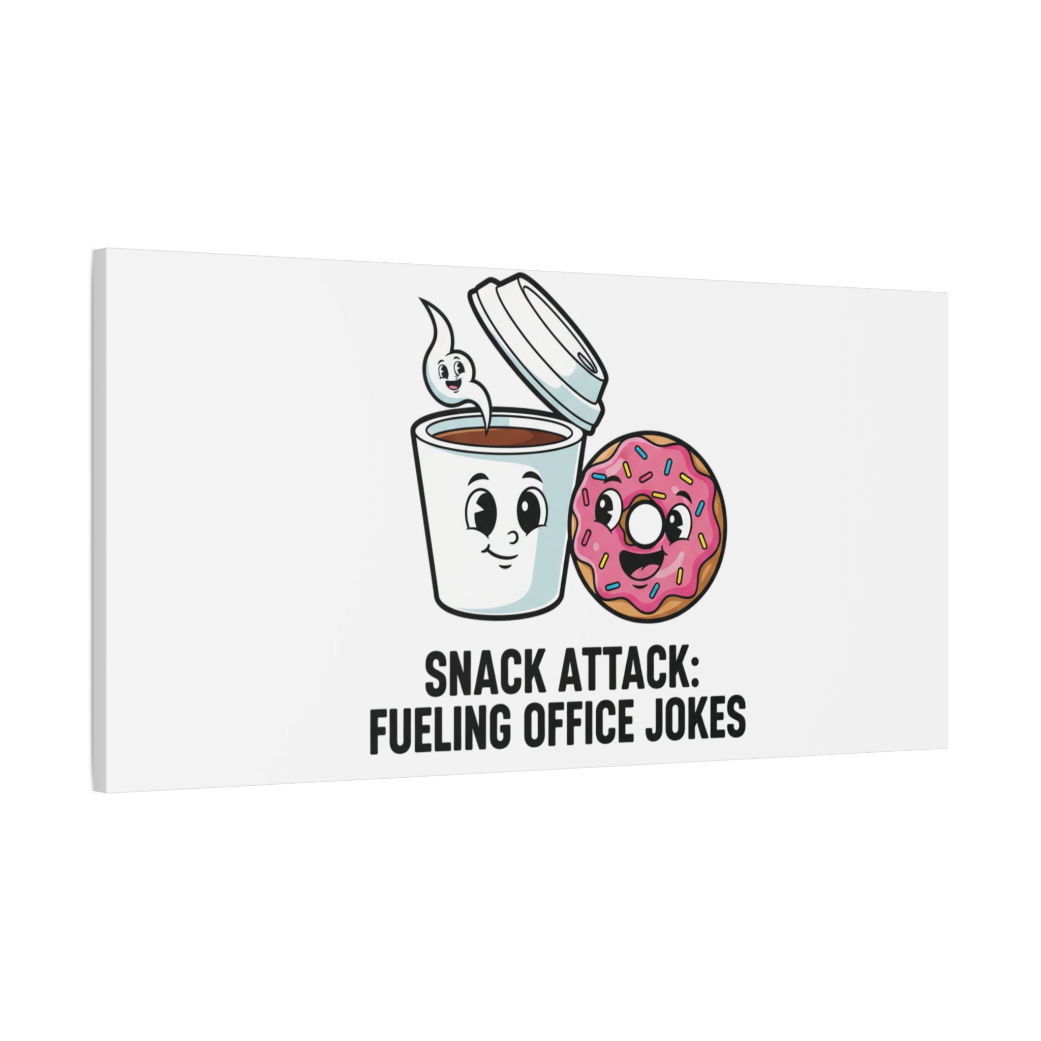 Snack Attack: Fueling Office Jokes Canvas | office humor, coffee fuel