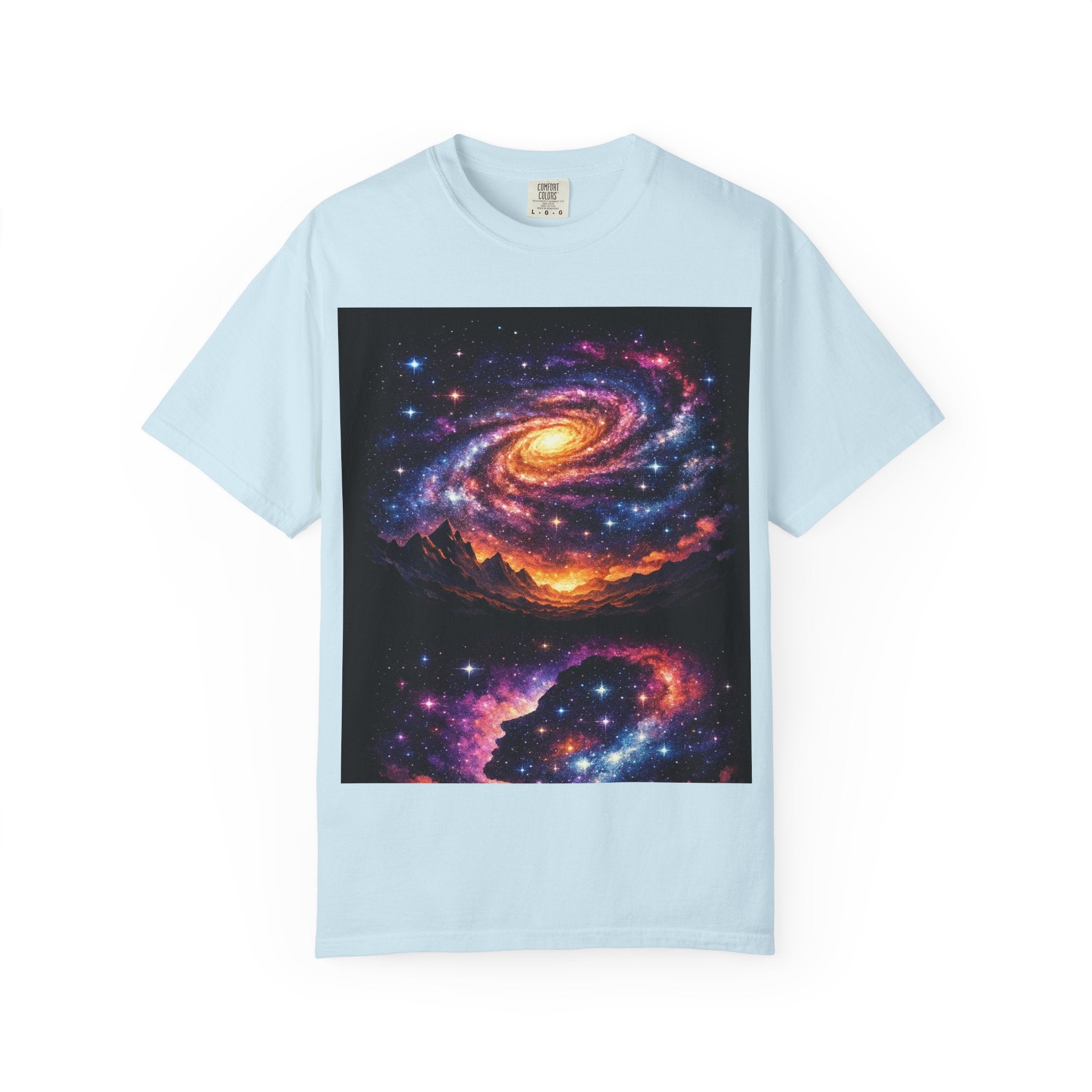 Cosmic Spiral Galaxy Over Mountain Silhouettes