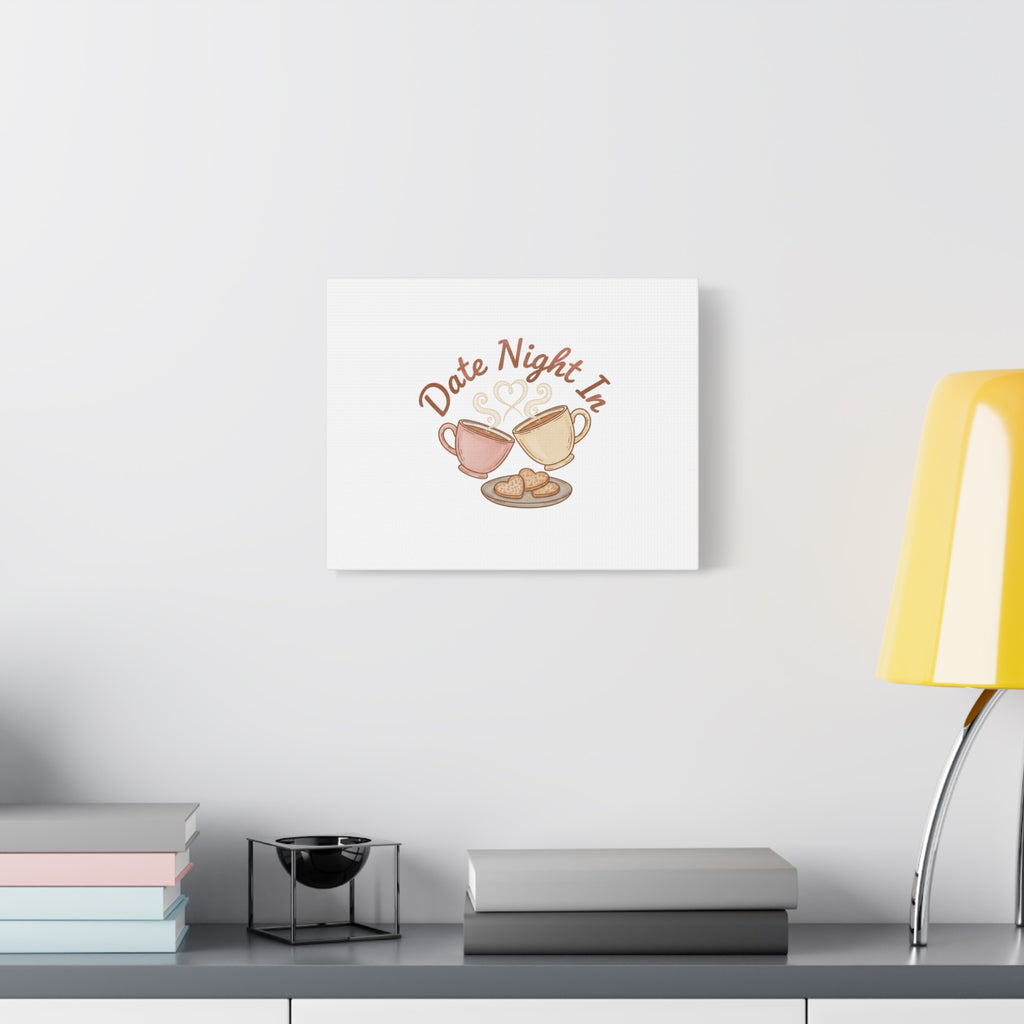 Date Night In Canvas, cozy couple, candlelit snuggle wall art