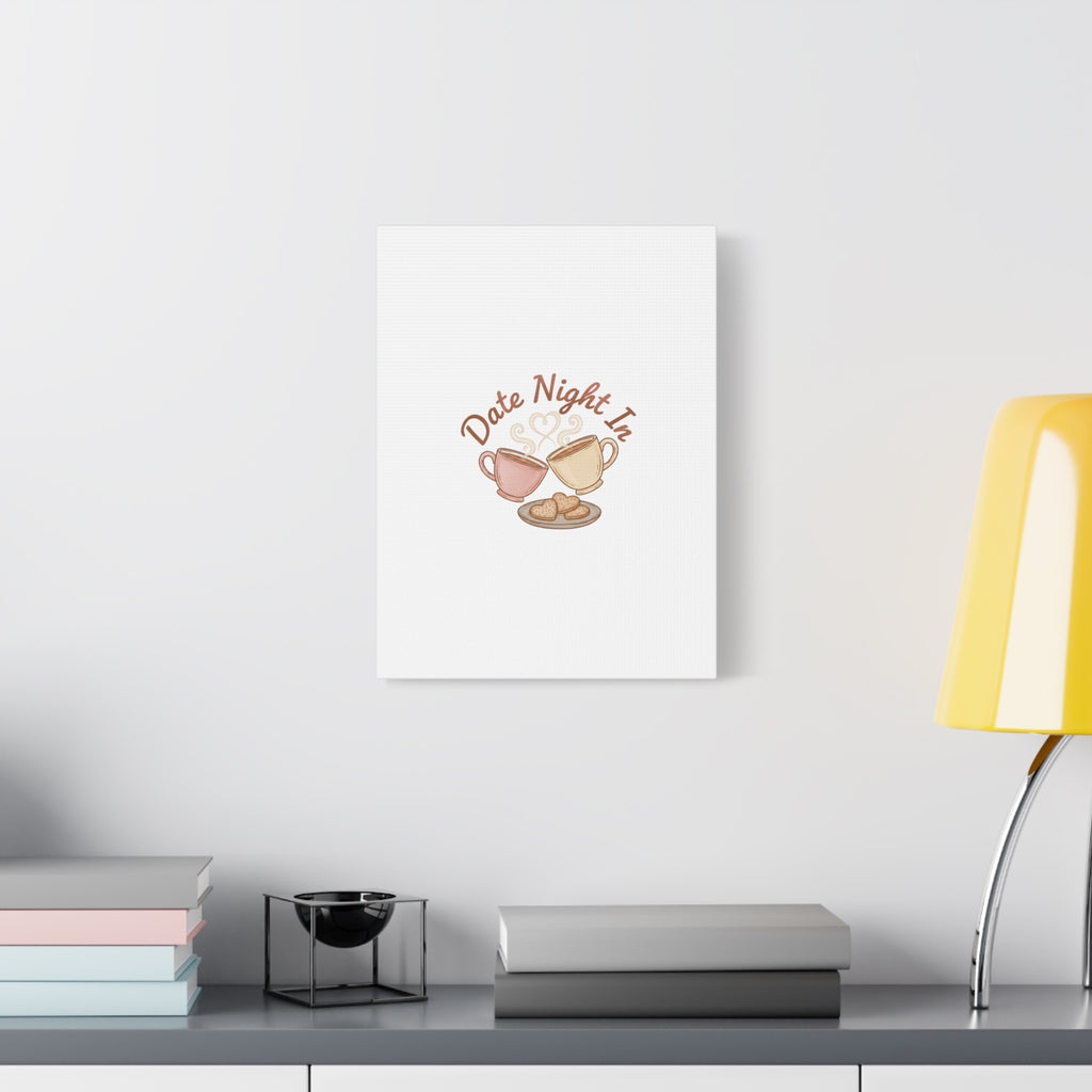 Date Night In Canvas, cozy couple, candlelit snuggle wall art
