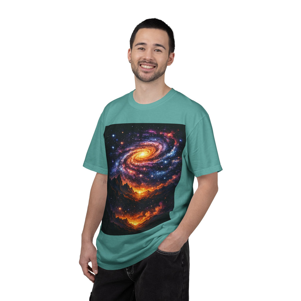 Spiral Galaxy Over Alien Mountains