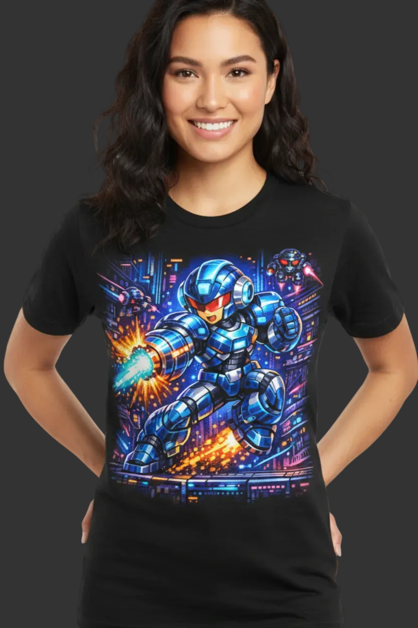 Mega Man T-Shirt Female Mockup